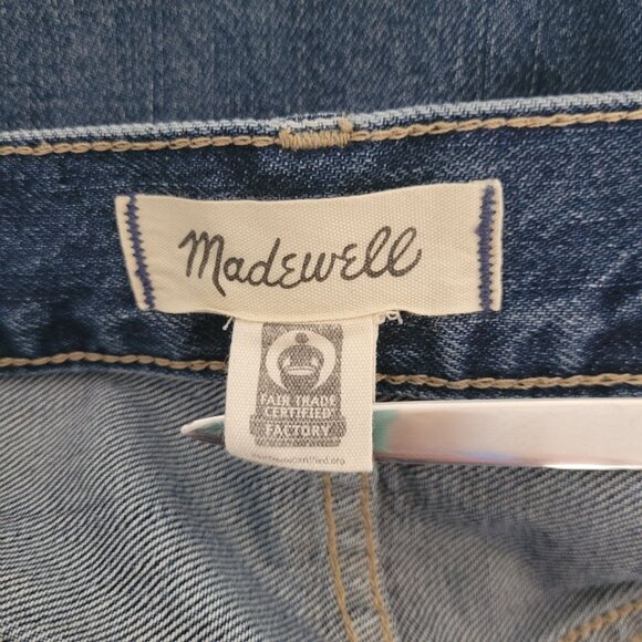 Madewell Low-Slung Baggy Crop Jeans Womens Size 28 Coswell Wash Distressed Hem - Picture 3 of 10